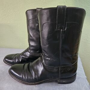 Tony Lama Black Leather Heeled Boots